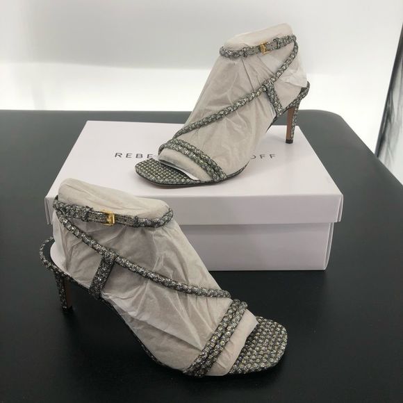 Rebecca Minkoff Nanine Silver Gold Strappy Ankle Strap Heeled Sandals - Picture 4 of 14